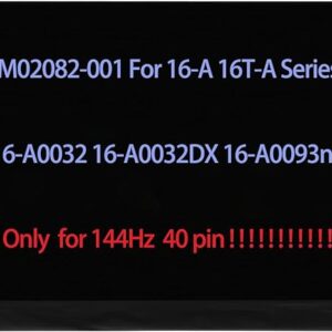 16.1" M02082-001 Screen Replacement for HP Pavilion Gaming OEM 16-A 16T-A 16-a0032 16-A0032DX 16-A0093nf LED LCD Display Panel FHD 1920×1080 40 Pin (144Hz)