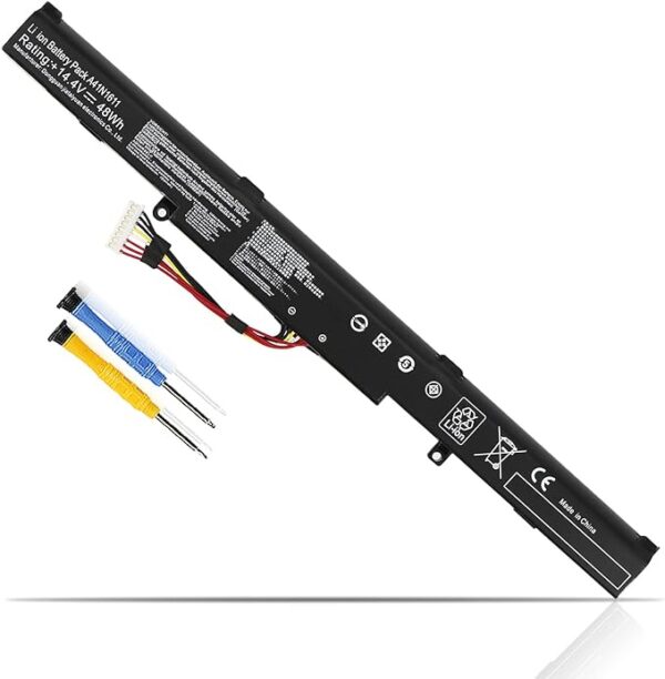 A41N1611 Laptop Battery for Asus Rog Strix GL553VD GL553VE GL553VW Series Notebook A41LK9H A41LP4Q A41LK5H OB110-00470000 Black 14.4V 48Wh 3150mAh 4-Cell