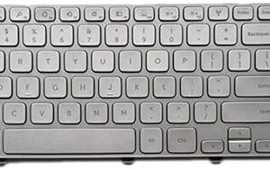 Backlit Keyboard Silver Frame for Dell Inspiron 17 7000 7737 7746 P4G0N 0P4G0N NSK-LH0BW 01 9Z.NAVBW.001 MP-13B53USJ442, US Layout