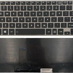Laptop Keyboard for Toshiba Portege Z30-B Z30-B-106 Z30-B-10E Z30-B-10G Z30-B-111 Z30-B-11H Z30-B-11K Z30t-B-10E Z30t-B-10K English US Black with Gray Frame Backlit&Pointing New
