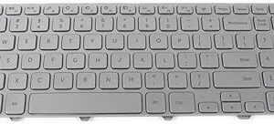 New Laptop Keyboard with Frame and Backlit Compatible with Dell Inspiron 15 7000 7537 P36F Series Silver US Layout